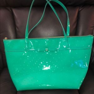 Kate spade patent leather Tiffany green large tote